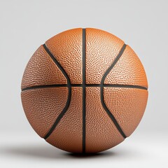 Obraz premium Close-up of a textured basketball with realistic detail against a simple white background. High-resolution image perfect for sport