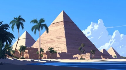 Egyptian pyramids isolated on transparent background. Famous African landmark, ancient architecture buildings in Giza. Egyptian pharaoh tomb in Cairo, travel destination. Realistic 3d vector clip art