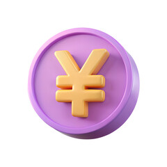 Obraz premium Japanese Yen currency symbol isolated Transparent background. Cartoon plastic style icon