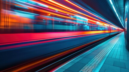 Vibrant Velocity: A High-Speed Train's Night Passage