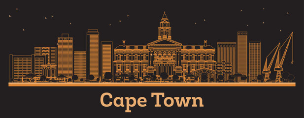 Fototapeta premium Cape Town South Africa City Skyline with orange Buildings. Business Travel and Concept with Modern Architecture. Cape Town Cityscape with Landmarks.