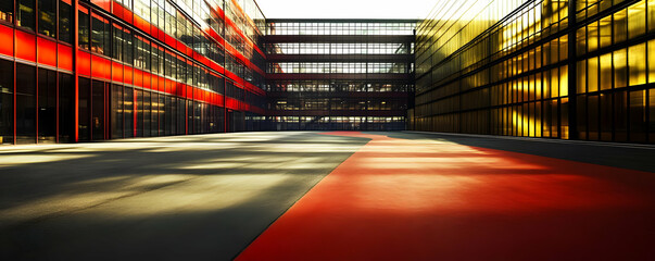 Red & gold building courtyard sunrise