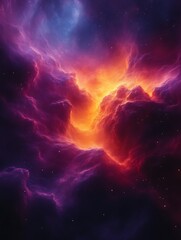 Fototapeta premium Fiery nebula cosmic cloudscape.