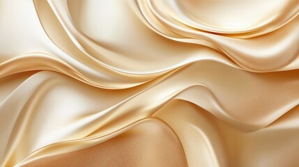 Obraz premium Golden beige silk fabric with soft folds and shine.Elegance. Opulence. Luxury. Soft golden texture.high-end product design. Luxury marketing campaigns.Silky golden fabric texture