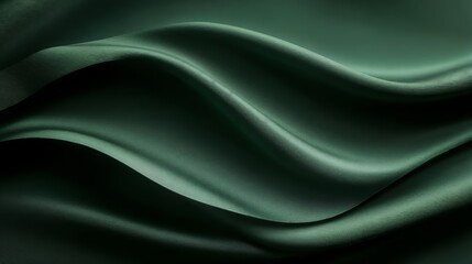Obraz premium Dark green silk fabric with smooth, flowing folds.Fabric texture concept. Perfect for high-end fashion or interior design.Elegance. Luxury. Softness and sophistication in design.