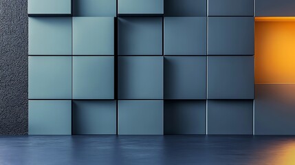 Abstract Grey Cubes Modern Architecture Warm Light. AI Generated