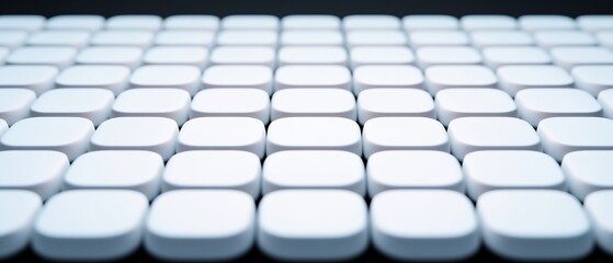 Fototapeta premium Neatly arranged white tablets subtly lit creating a clean minimalist aesthetic. AI Generated