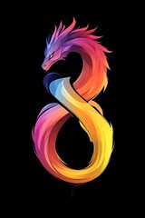 Colorful dragon forming number eight.