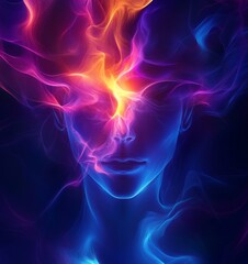 Obraz premium Dark Neon Color Digital Background with Glowing Effects, Generative AI