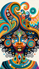 Naklejka premium Fictional female character. Oil painting. Artistic brush strokes.