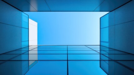Abstract Architectural Photography: Modern Building Facade Reflecting Sky