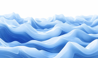 Obraz premium Blue abstract waves, digital landscape, white background, design element