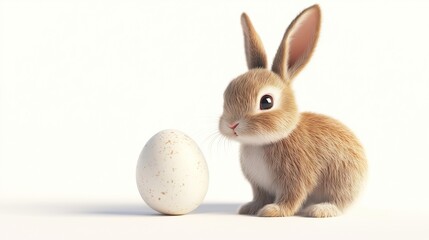 Obraz premium Rabbit and egg with Easter bunny ,Full depth of field, isolated on white background