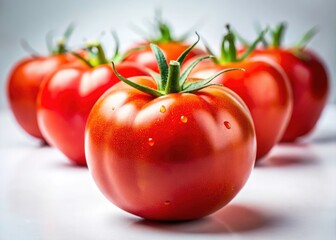 Macro Photography: Homegrown Tomatoes, Close-up, White Background, Fresh Vegetables