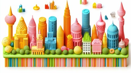 Digitally generated isometric data chart with vibrant colors showcasing modern data trends, growth analysis, and statistical insights in 3D visualization for business presentations.