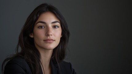Fototapeta premium A woman with long dark hair. Generative AI