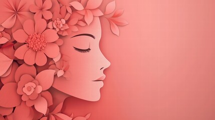 Floral Serenity: A delicate, paper-cut illustration depicts a serene woman adorned with blooming flowers, evoking a sense of peace and tranquility.