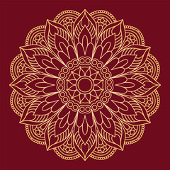 Mandala with golden color floral pattern Islamic style.