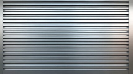 Obraz premium Metallic gray rolling shutter with horizontal lines and a sleek, modern appearance.