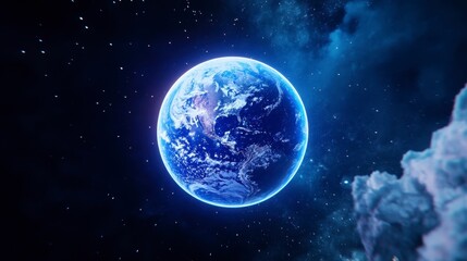 Obraz premium Stunning Realistic Planet Earth Illustration in Deep Space Atmosphere