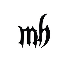 MH monogram logo design letter text name symbol monochrome logotype alphabet character simple logo