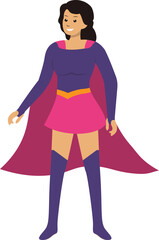 Woman Superhero Illustration with Cartoon Design Concept. Vector Character