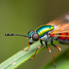 Fototapeta premium A winged dragonfly with wing, insect on the background