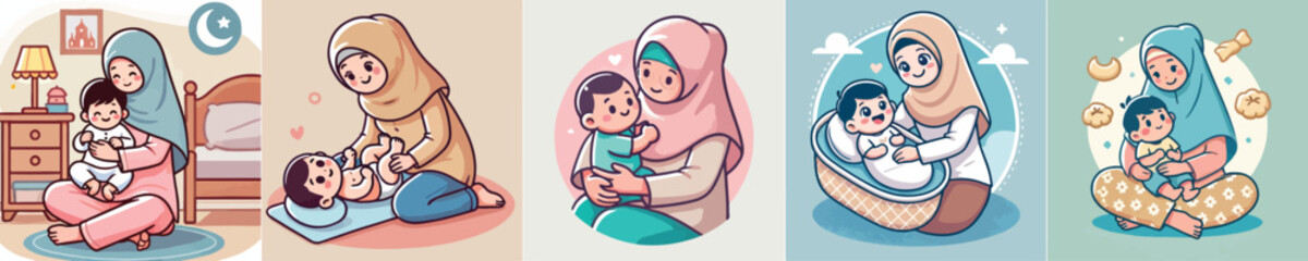 vector image of a mother holding her child
