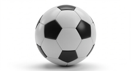 Fototapeta premium Classic black-and-white soccer ball with a hexagon-pentagon pattern, isolated on a clean white background, ideal for sports visuals and branding.