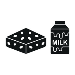 Milk bottle drink and brownies food icons with a fresh and delightful design