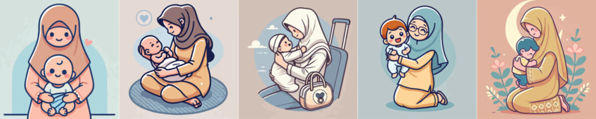 vector image of a mother holding her child