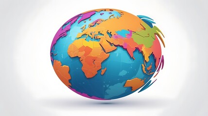 3D-rendered globe icon with vibrant continents and oceans, isolated on white.