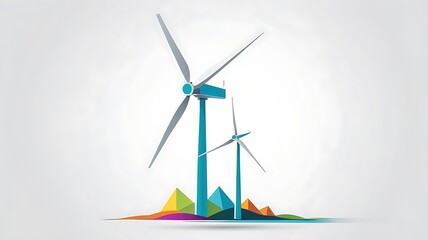 Creative 3D vector of a wind turbine, sleek and minimalistic, white background.