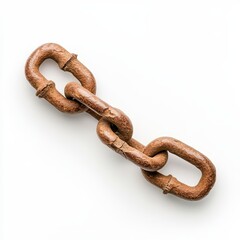 Obraz premium Close-up of a Rusty Chain on White Background. The chain shows signs of age, texture and wear, creating a detailed and captivatin