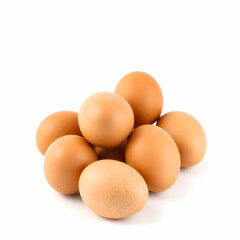 Brown eggs isolated on the white background