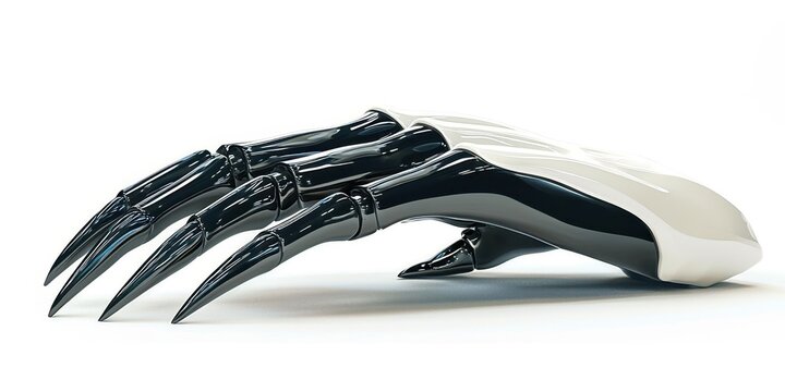 Hand with black claws and white tips