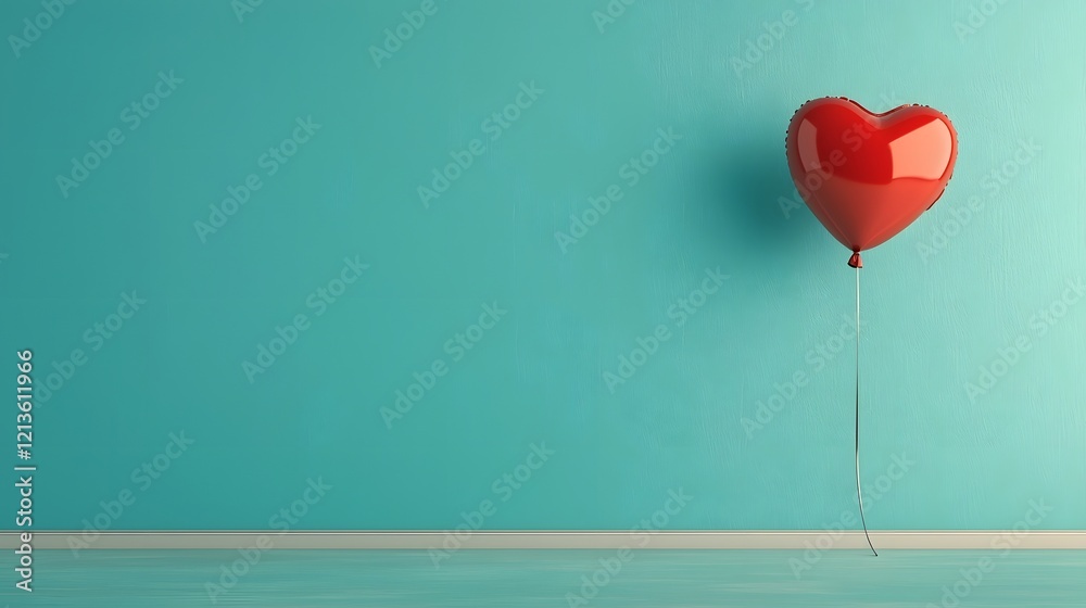Poster soft and romantic valentine s day background with floating heart shaped balloons in red color agains