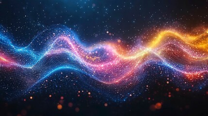 Abstract visualization of big data in a digital network with plexus connections, minimal arrays, and lines, representing artificial intelligence and global engineering advancements.