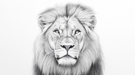 Fototapeta premium Majestic Lion Portrait in Black and White with Fine Detail