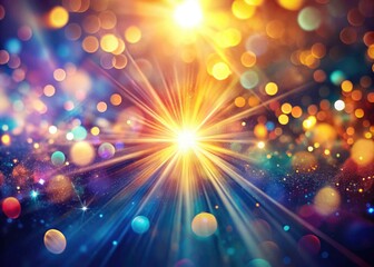 Abstract light leaks and glowing bokeh produce a stunning, digitally enhanced long-exposure photograph with radiant bursts and blurred lights.