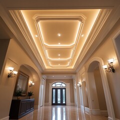 Grand entryway recessed lighting, elegant home interior design