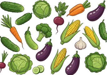 Colorful Vegetables Illustration for Healthy Living