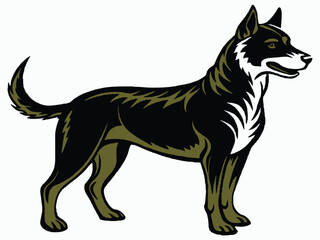 A silhouette color Dog white background B.eps