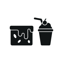 Milkshake drink and brownies food icons with a sweet and indulgent design, perfect for enhancing dessert