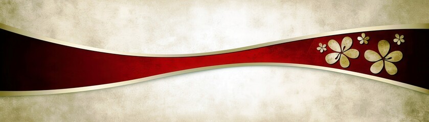 Elegant Floral Red Wave Background with Soft Cream Texture for Artistic Design and Creative Projects