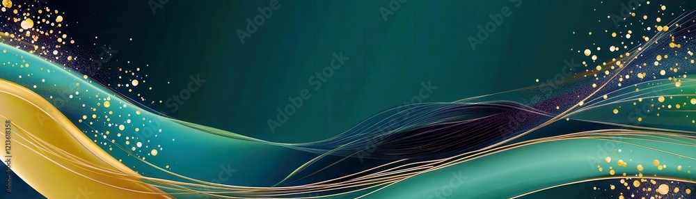 Poster abstract wave patterns with artistic swirls and vibrant colors on a gradient background suitable for