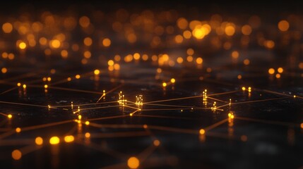 Naklejka premium data stream metropolis, glowing network architecture, abstract digital towers, floating information points, neon light matrices, dark tech atmosphere, cyber grid visualization, high-detail render,
