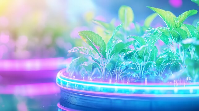 neon plants, futuristic growth, led lights - futuristic