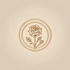 Obraz premium A soft beige background with a repeating pattern of simple, line-art roses in muted gold, creating an elegant, minimalist design 