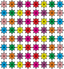 Floral seamless pattern with flowers and stars in a vintage style